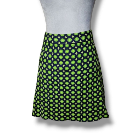 Cotton On Retro Knit Mini Skirt L Green/Navy Geometric Stretch Elastic Waist Y2K - Picture 1 of 5
